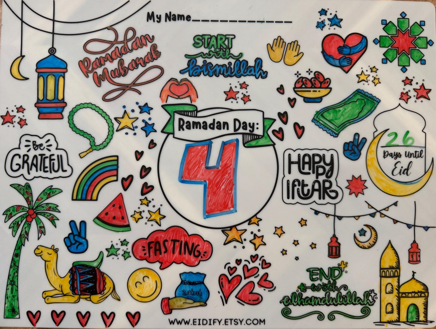 Washable Ramadan coloring silicone placemat, ramadan kids, ramadan kids activities ramadan kids coloring