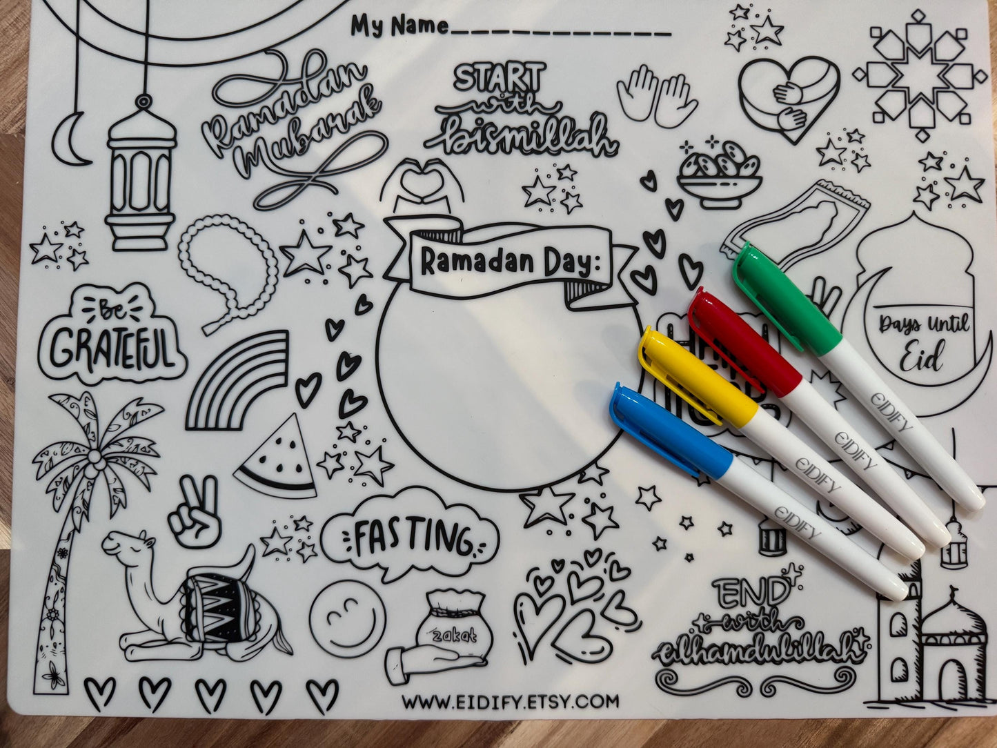 Washable Ramadan coloring silicone placemat, ramadan kids, ramadan kids activities ramadan kids coloring