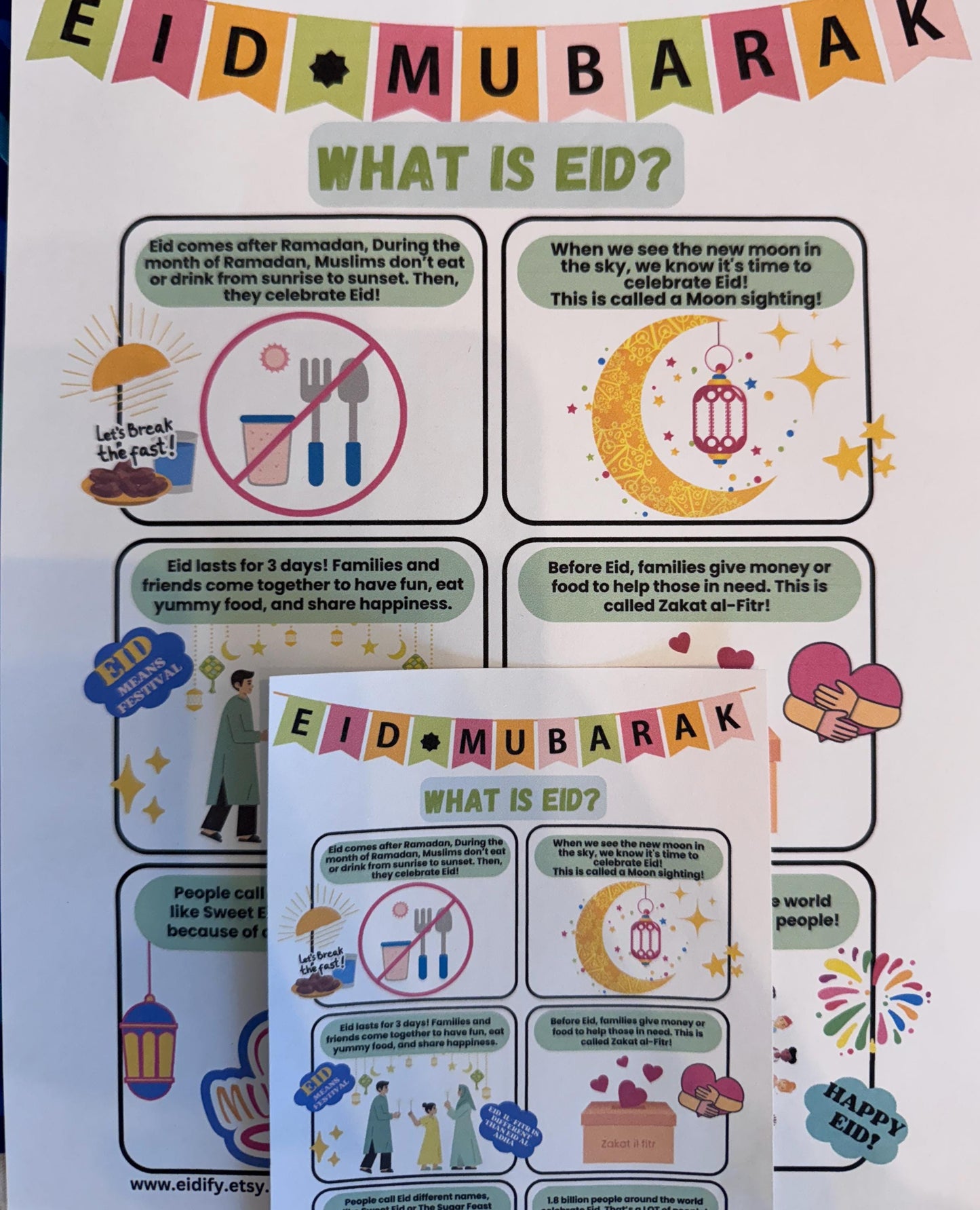 What is Eid? Infographic - Eid goody bag insert for school, kids goody bags, Eid infographic, Eid graphic, Downloadable