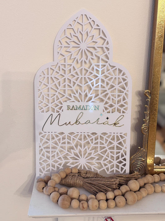 Acrylic reversible Ramadan Mubarak to Eid Mubarak table decor