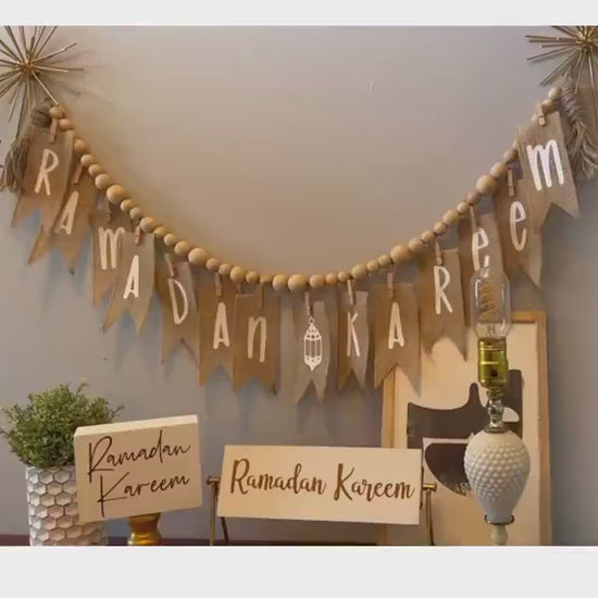 Ramadan/Eid Wood Bead Garland with Tassels, Ramadan Eid Decor, Ramadan Eid gifts, Ramadan garland, Ramadan wall decoration,