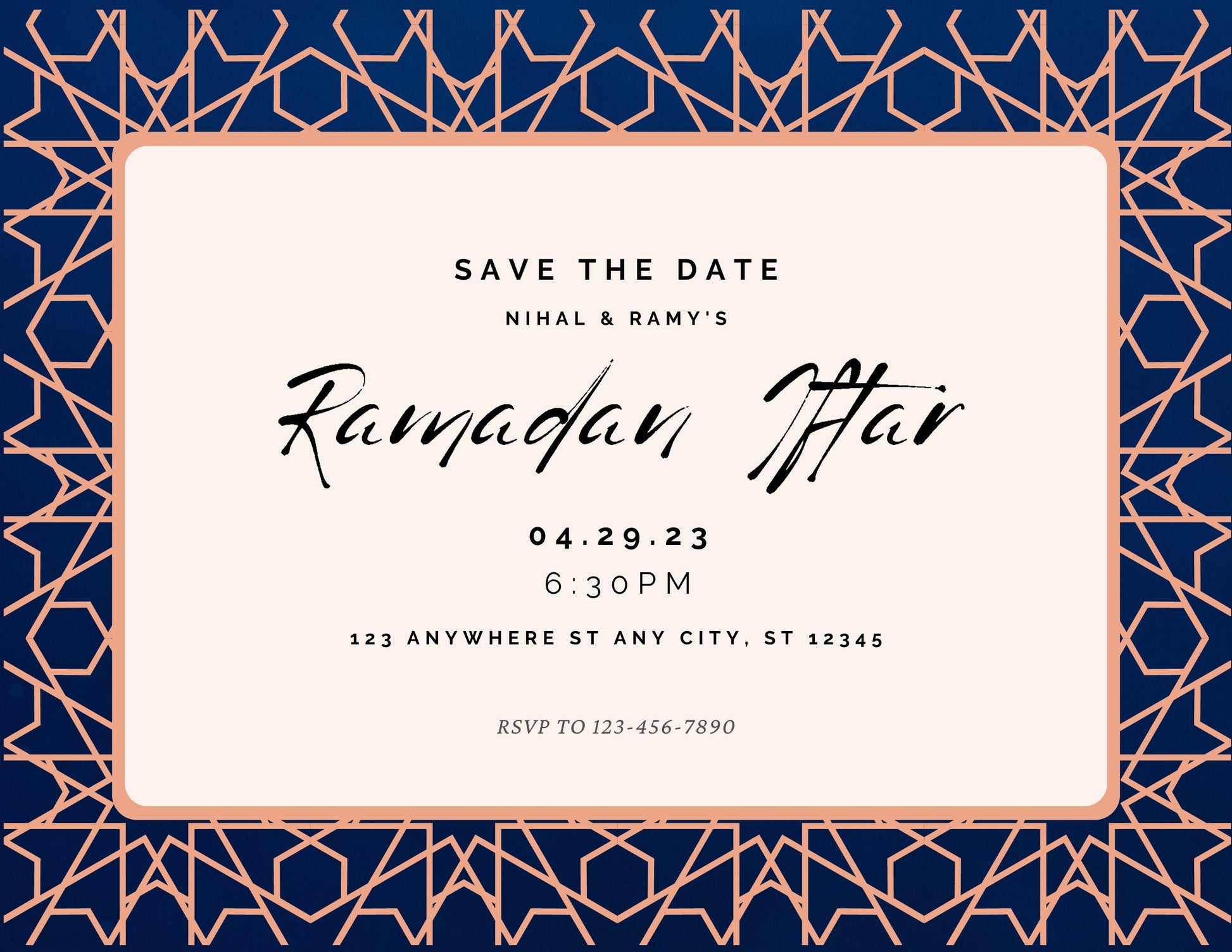 Midnight Elegant Ramadan Iftar Invitation- Digital template| instant download | editable Canva template | Ramadan iftar | Ramadan party