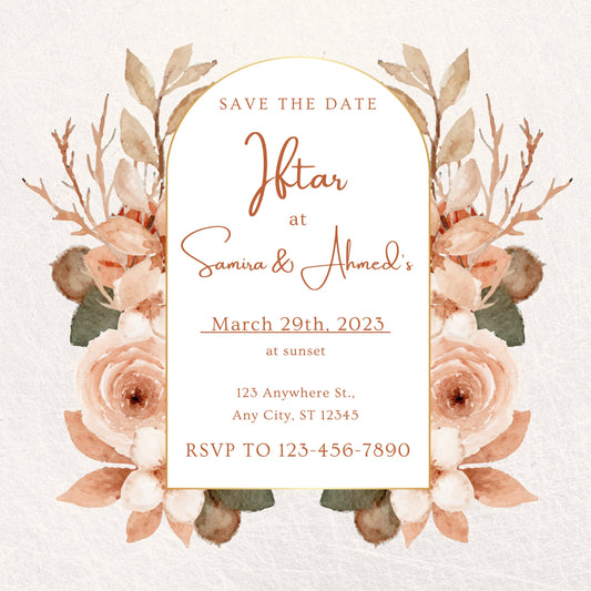 Floral arch Ramadan Iftar Invitation Digital template, Ramadan instant download, editable Canva template, Ramadan iftar, Ramadan invite