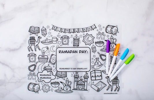 Washable Ramadan coloring silicone placemat, ramadan kids, ramadan kids activities ramadan kids coloring