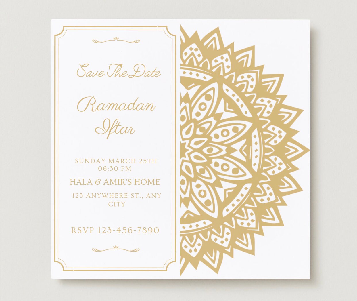 Luxe Gold Ramadan Iftar Invitation- Digital template| instant download, editable Canva template, Ramadan iftar, Ramadan party